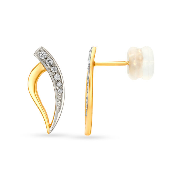 Quintessential Leaf Motif Diamond Stud Earrings,,hi-res image number null
