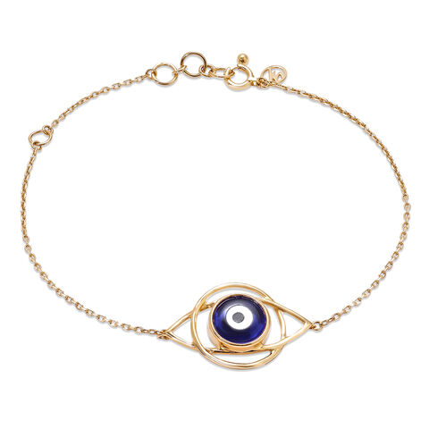 14KT Yellow Gold Geometric Evil Eye Bracelet