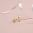 Elegant Arc 14 Kt Gold and Diamond Stud Earrings,,hi-res view 1