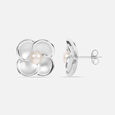 Bloom Pearl Silver Stud Earrings,,hi-res view 4