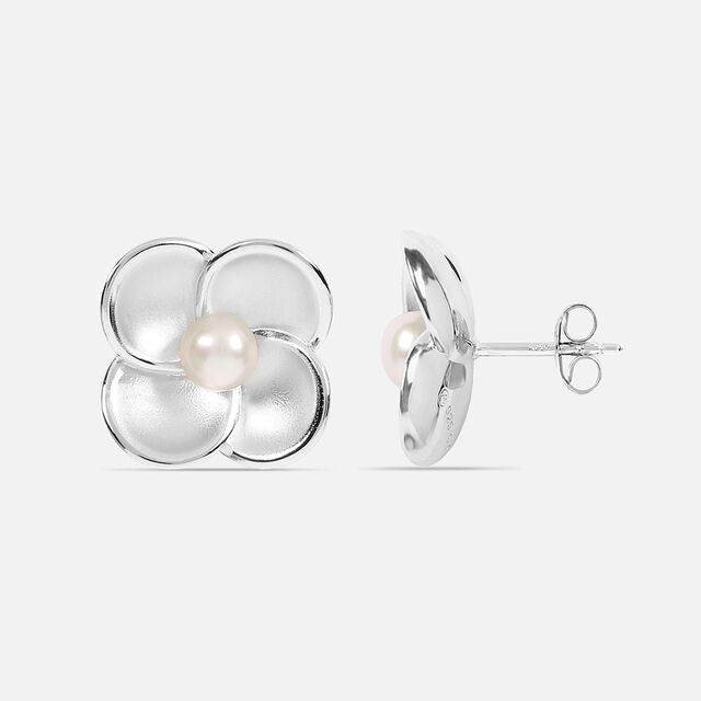Bloom Pearl Silver Stud Earrings,,hi-res image number null