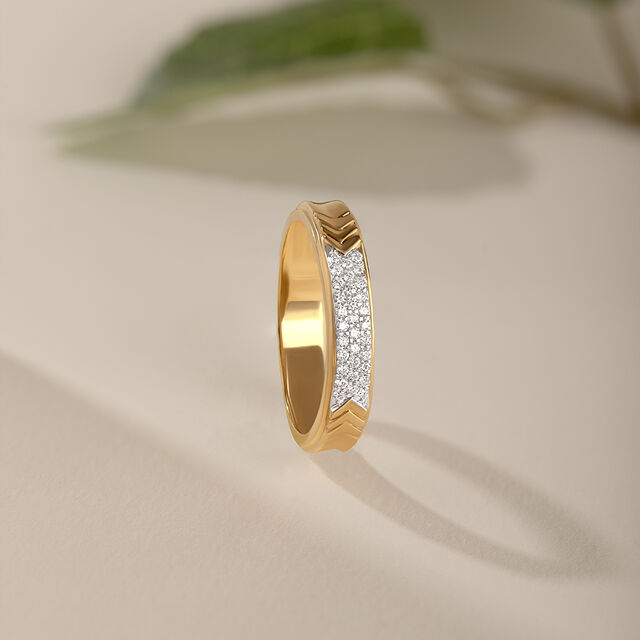 Bold Chevrons Gold & Diamond Finger Ring for Men,,hi-res image number null