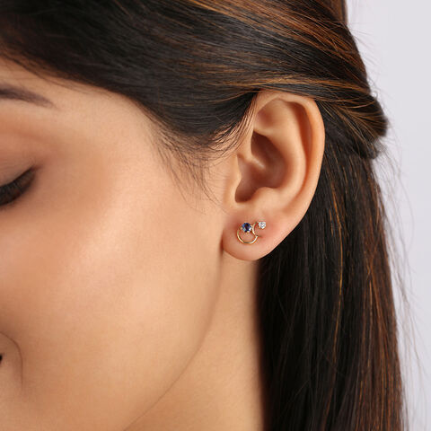 Starry Galaxies 14KT Diamond and Blue Sapphire Earrings