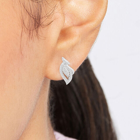 Enchanting Feather Silver Studs Earrings