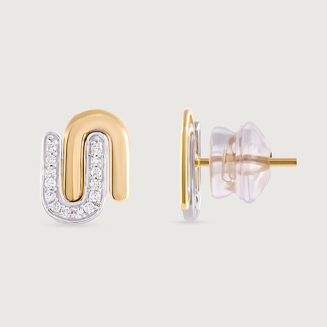 Intertwined Bonds Gold & Diamond Stud Earrings,,hi-res image number null