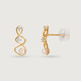 Lively Twist 14KT Diamond & Pearl Stud Earrings,,hi-res view 4