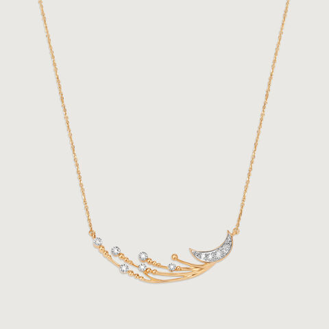 Crescent Comet's Glimmer 14KT Diamond Necklace