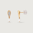 Glimmering Teardrop Gold & Diamond Drop Earrings,,hi-res view 4