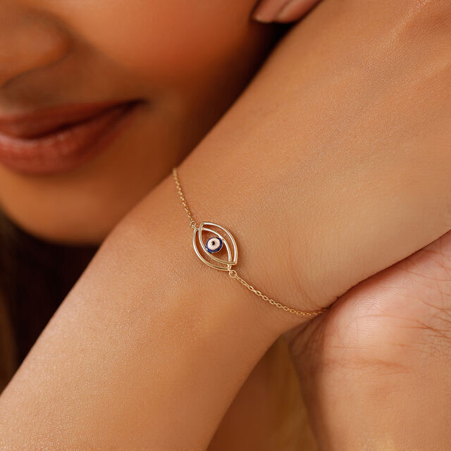 14KT Yellow Gold Layered Evil Eye Bracelet,,hi-res image number null