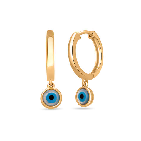 Mamma Mia 14KT Yellow Gold Evil Eye Hoop Earrings