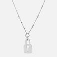 Minimalist Padlock Silver Necklace,,hi-res view 3
