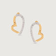 Heart Charm Gold & Diamond Hoop Earrings,,hi-res view 3
