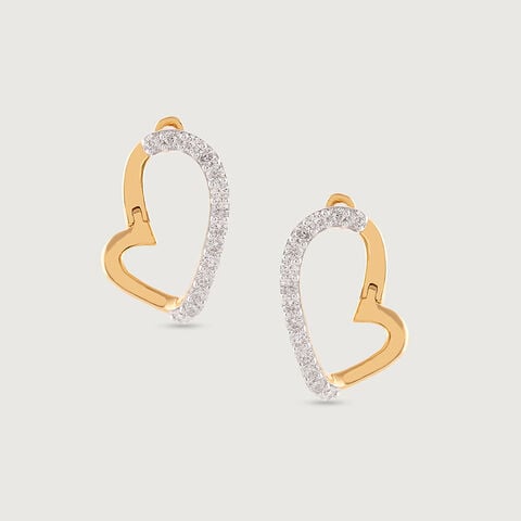 Heart Charm Gold & Diamond Hoop Earrings