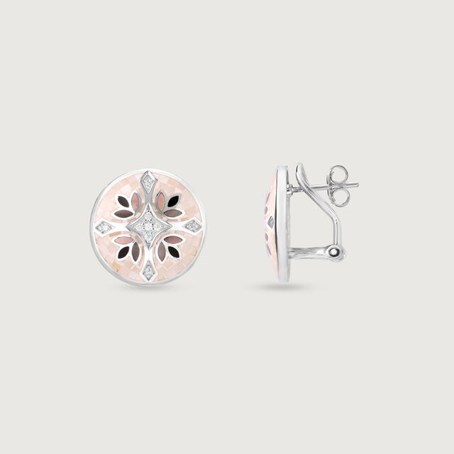 Mosaic Charm Silver Stud Earrings,,hi-res image number null