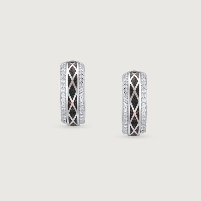 Mosaic Crush Silver Hoop Earrings,,hi-res image number null