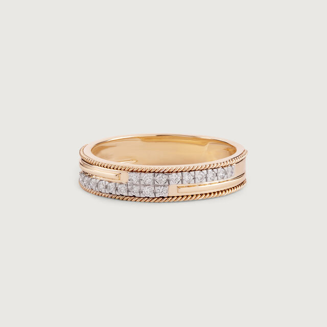 Layered Precision Gold & Diamond Finger Ring for Men,,hi-res image number null