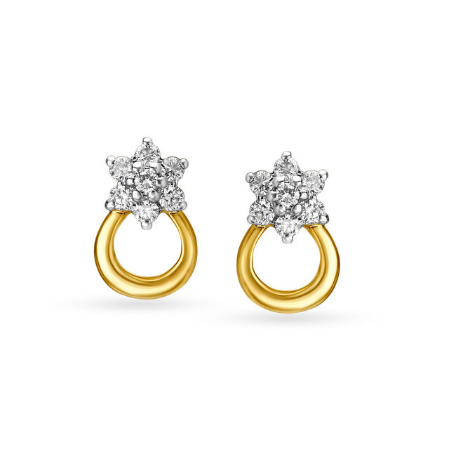 14KT Yellow Gold Diamond Stud Earrings,,hi-res image number null