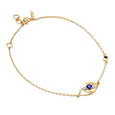 14KT Yellow White Gold Multi Charm Evil Eye Bracelet,,hi-res view 4