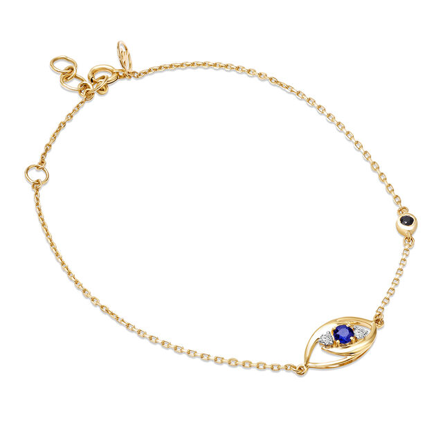 14KT Yellow White Gold Multi Charm Evil Eye Bracelet,,hi-res image number null