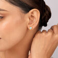 14KT Yellow Gold Blue Evil Eye Stud Earrings,,hi-res view 1