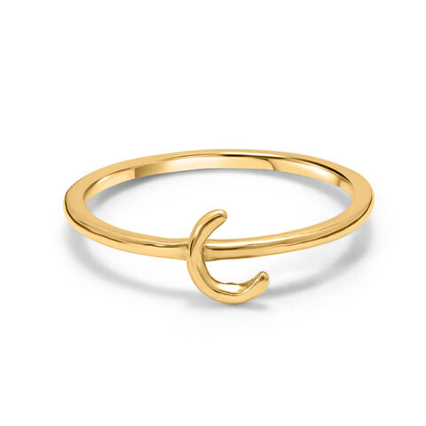 Letter C 14KT Yellow Gold Initial Ring