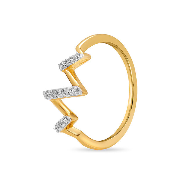 14KT Yellow Gold Wandering Lines Diamond Finger Ring,,hi-res image number null