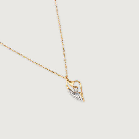 Golden Embrace 14 Kt Gold & Diamond Pendant with Chain