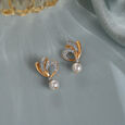 Curled Grace Gold & Pearl Drop Earrings,,hi-res view 1