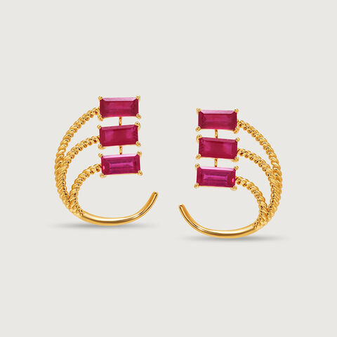 Allure 14KT Ruby Hoop Earrings