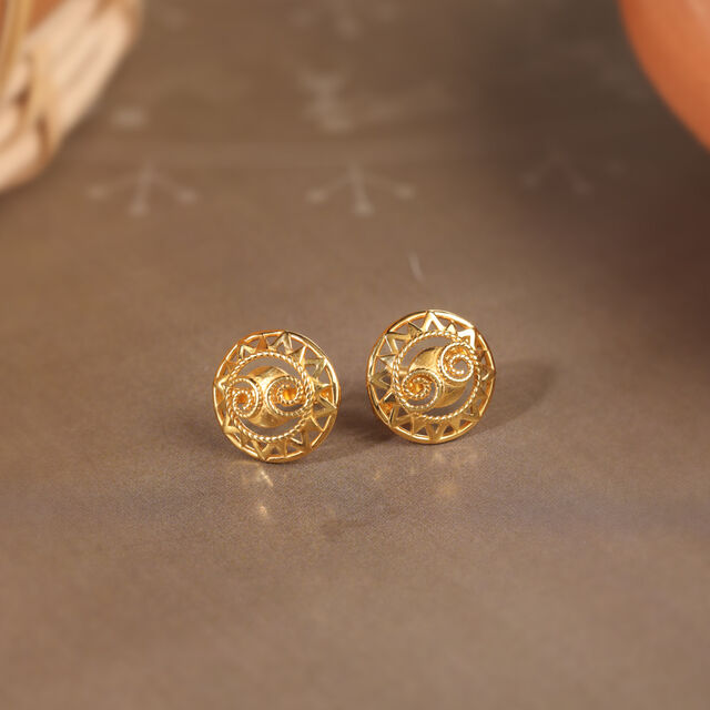 Saura Sketches 22KT Gold Stud Earrings,,hi-res image number null