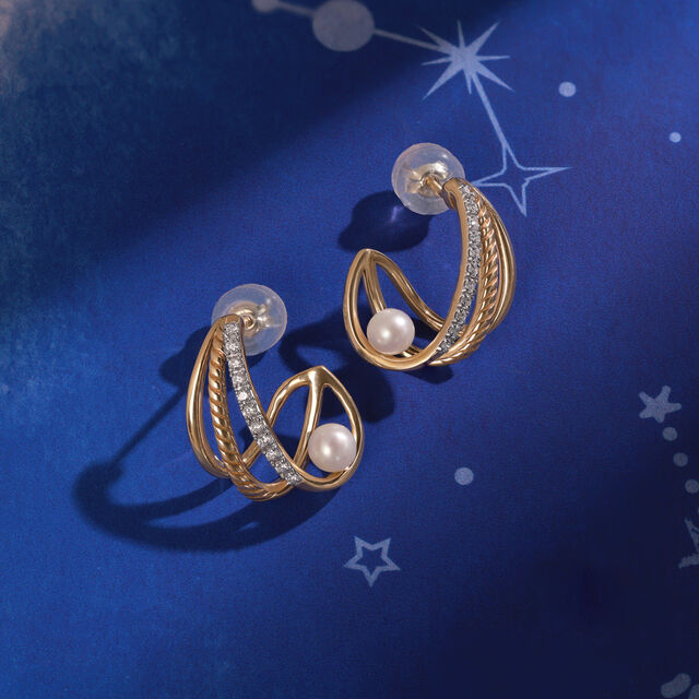 Pearl Planets in Orbit 14KT Hoop Earring,,hi-res image number null
