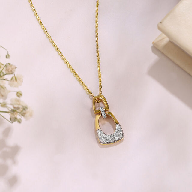 Studded Oval Gold & Diamond Pendant,,hi-res image number null