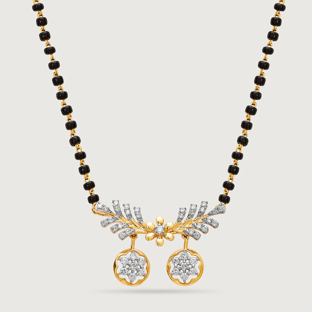 Floral Grace 18 Kt Gold and Diamond Vati Mangalsutra,,hi-res image number null