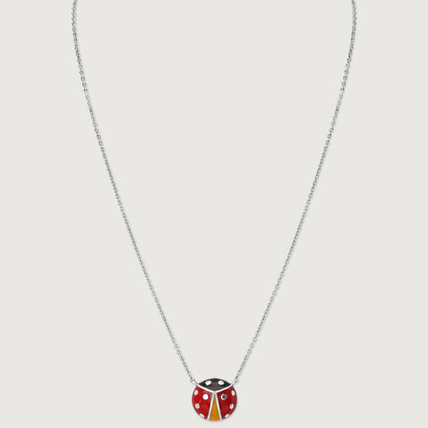 Whimsical Ladybug Silver Necklace