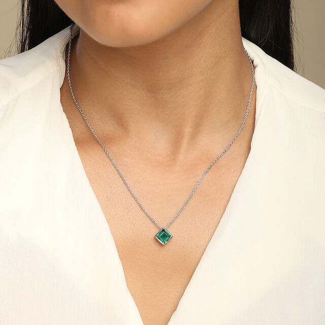 Mystic Green Silver Necklace,,hi-res image number null