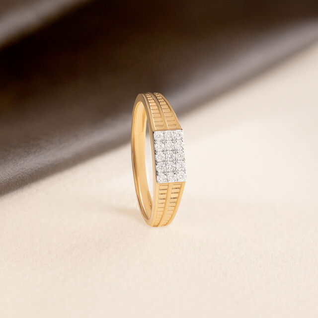 Stacked Vibes Gold & Diamond Finger Ring for Men,,hi-res image number null
