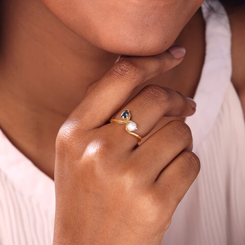 Swirl Spark Pearl & Gold Ring