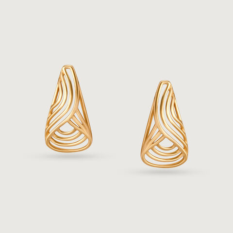 14KT Yellow Gold Triangle Edge Delight Stud Earrings