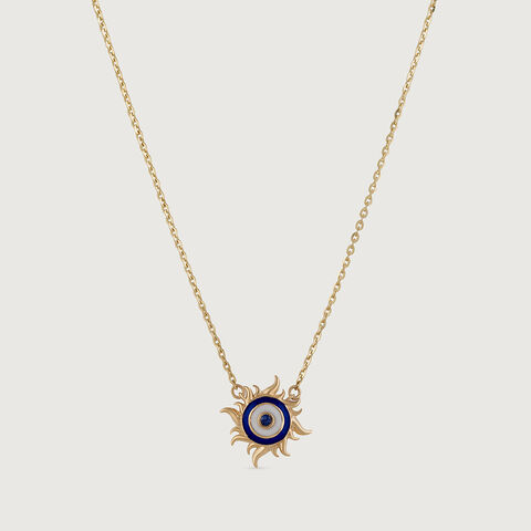 Luminous Luck Evil Eye Gold Pendant with Chain