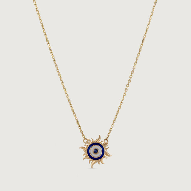 Luminous Luck Evil Eye Gold Pendant with Chain,,hi-res image number null