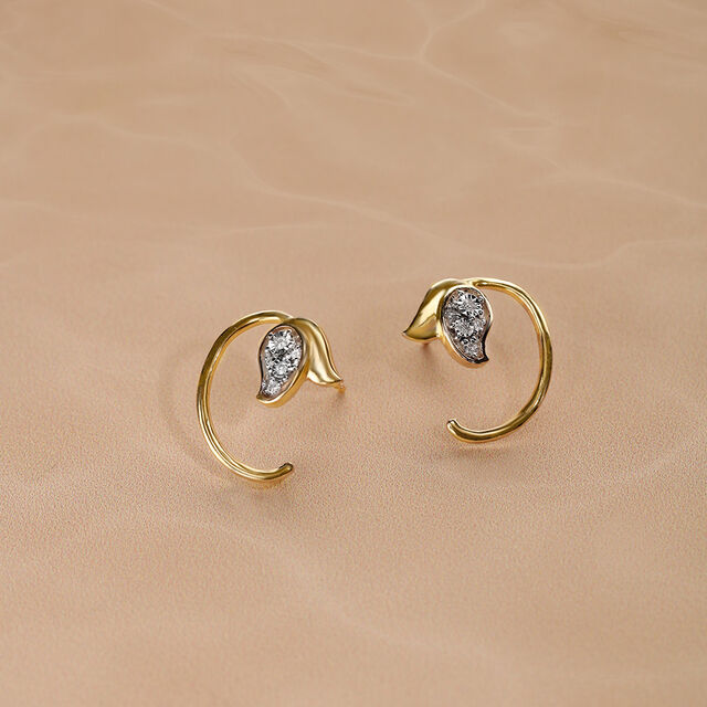 Chic Tulip 14 Kt Gold & Diamond Stud Earrings,,hi-res image number null