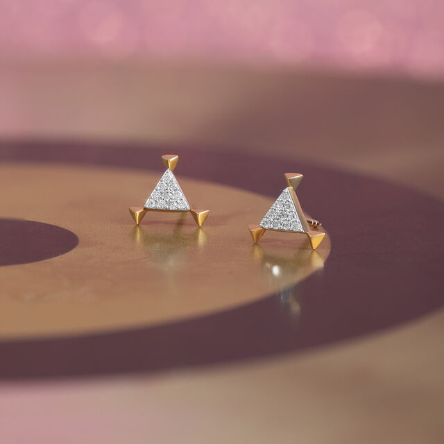 Glitzy Sequin Gold & Diamond Stud Earrings,,hi-res image number null