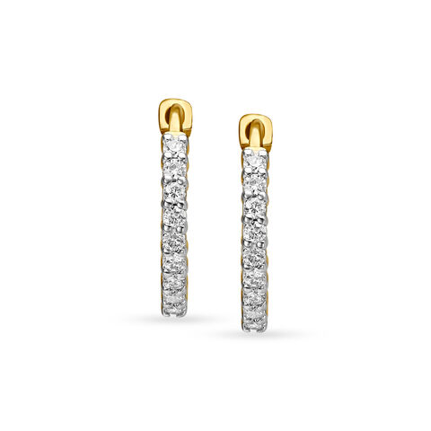 14KT Yellow Gold Diamond Hoop Earrings