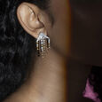 Retro Rhythm Gold & Diamond Drop Earrings,,hi-res view 3