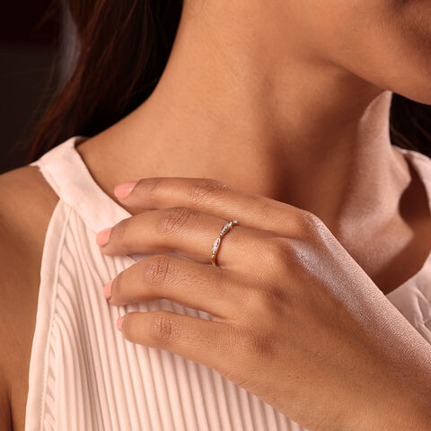 Mystic Curvature 14KT Gold & Diamond Finger Ring