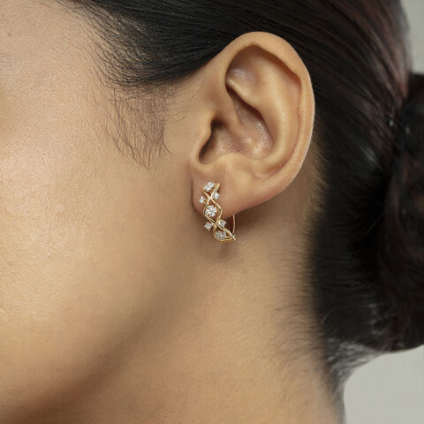Geometric Glam Gold & Diamond Hoop Earrings