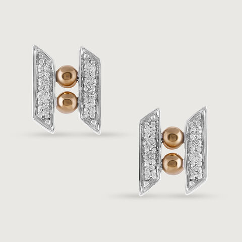 Zigzag Radiance Gold & Diamond Stud Earrings