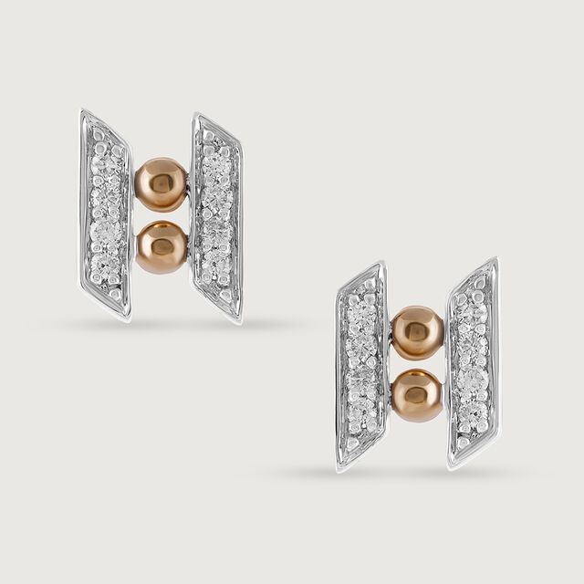 Zigzag Radiance Gold & Diamond Stud Earrings,,hi-res image number null