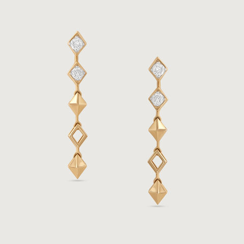 Sequin Glam Gold & Diamond Drop Earrings