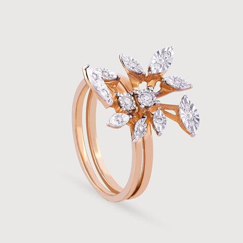 Leaf Whisper Gold and Diamond Finger Ring